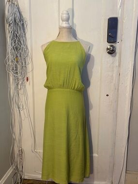 Plus Tacera Lime Green Halter-Style Midi Dress